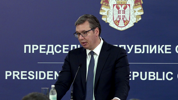 Predsednik Srbije Aleksandar Vučić u zgradi Predsedništva - Sputnik Srbija