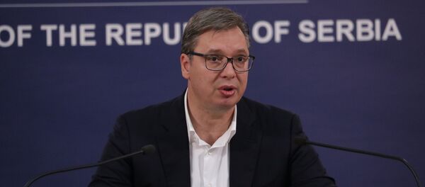 Predsednik Srbije Aleksandar Vučić na današnjoj konferenciji za štampu - Sputnik Srbija