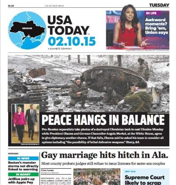 Скриншот перве странице USA Today - Sputnik Србија