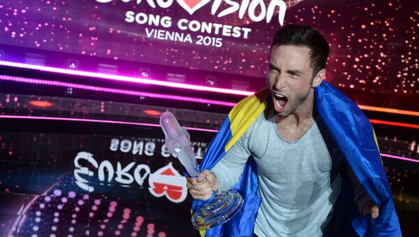 Predstavnik Švedske Mons Selmerlev, pobednik „Evrovizije 2015“ održane u Beču - Sputnik Srbija