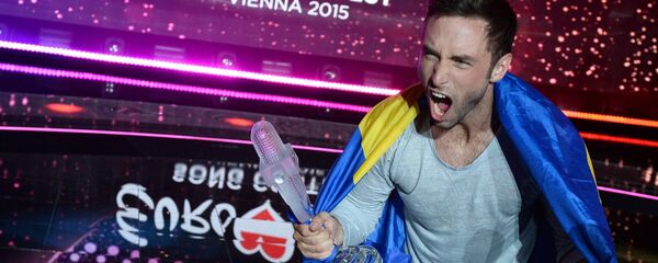 Представник Шведске Монс Селмерлев, победник „Евровизије 2015“ одржане у Бечу Представник Шведске Монс Селмерлев, победник „Евровизије 2015“ одржане у Бечу - Sputnik Србија