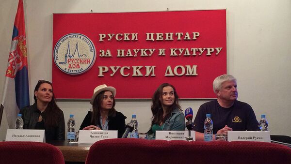 Glumci Volkov teatra  na konferenciji za novinare u Ruskom Domu, 25,05. 2015 - Sputnik Srbija