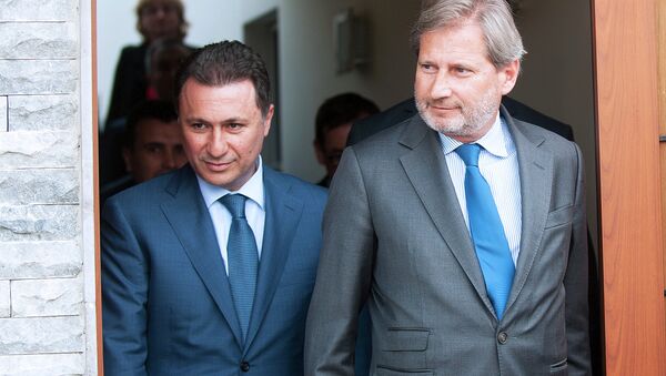 Makedonksi premijer Nikola Gruevski i evropski komesar Jahanes Han - Sputnik Srbija