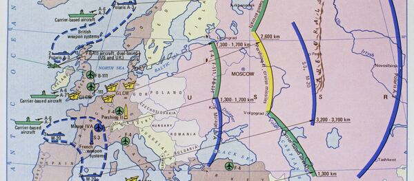 Mapa pokazuje domet nuklearnog oružja u zemljama NATO-a. - Sputnik Srbija