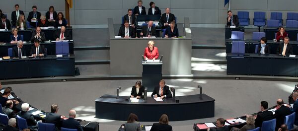 Nemačka kancelarka Angela Merkel za govornicom u Bundestagu - Sputnik Srbija