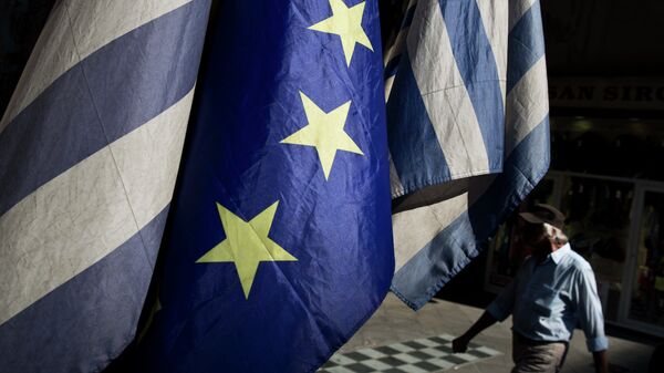 Zastave EU i Grčke u Atini - Sputnik Srbija