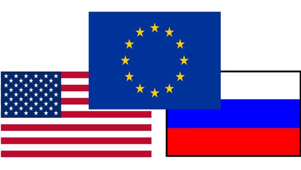Zastave SAD, EU i Rusije - Sputnik Srbija