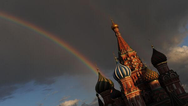 Дуга изнад катедрале Светог Василија на Црвеном тргу, Москва - Sputnik Србија