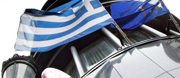 Заставе Грчке и ЕУ на Грчкој амбасади у Бриселу - Sputnik Србија