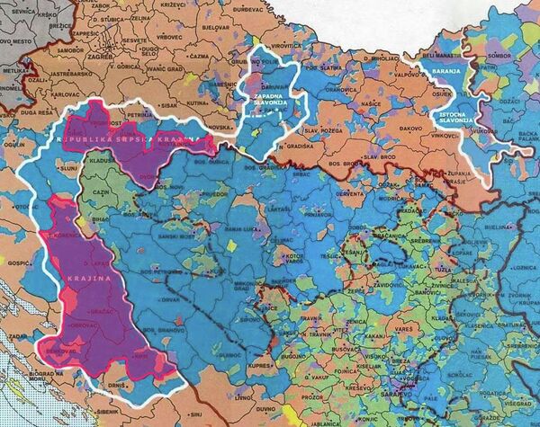 Карта Републике Српске Крајине и Плана З-4 Карта Републике Српске Крајине и Плана З-4 - Sputnik Србија