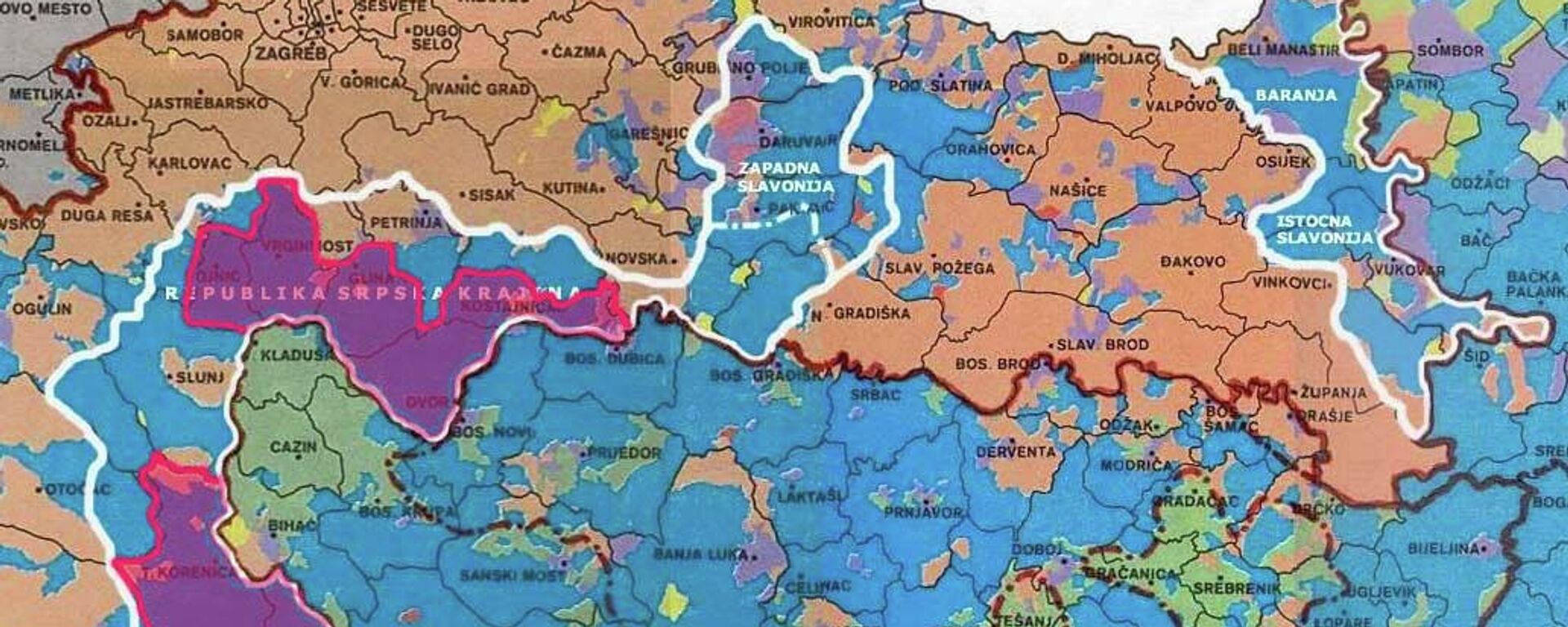Карта Републике Српске Крајине и Плана З-4 - Sputnik Србија, 1920, 25.12.2021