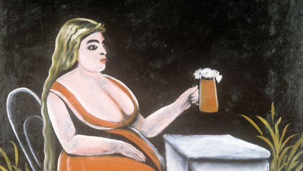 Reprodukcija slike umetnika Nika Pirosmana Žena sa čašom piva - Sputnik Srbija