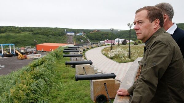 Дмитриј Медведев у посети Курилима - Sputnik Србија