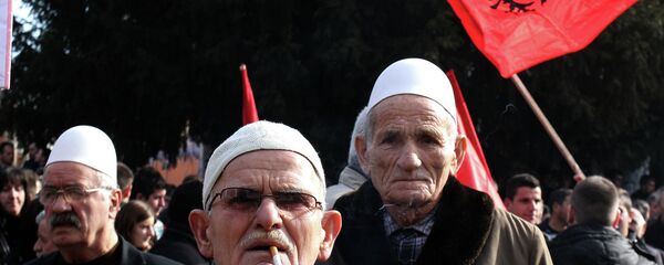 Albanci na protestu u Bujanovcu Albanci na protestu u Bujanovcu - Sputnik Srbija