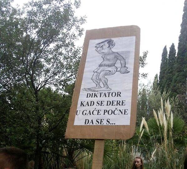 Један од транспарената на митингу у Подгорици - Sputnik Србија