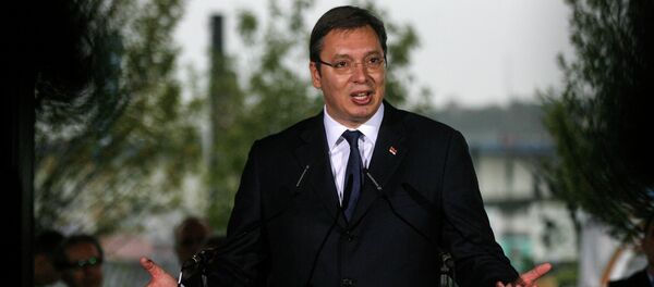 Aleksandar Vučić prilikom postavljanja kamena temeljca za projekat Beograd na vodi - Sputnik Srbija