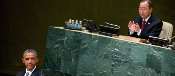 Generalni sekretar Ujedinjenih nacija Ban Ki-Mun i predsednik SAD Barak Obama - Sputnik Srbija