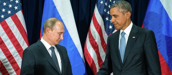 Predsednik Ruske Federacije Vladimir Putin i američki predsednik Barak Obama na 70. Generalnoj skupštini UN - Sputnik Srbija