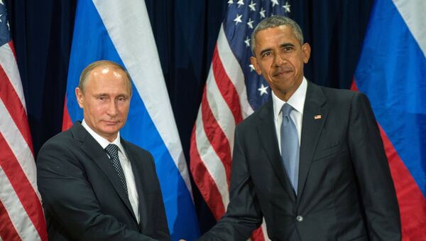 Predsednik Ruske Federacije Vladimir Putin i američki predsednik Barak Obama na 70. Generalnoj skupštini UN - Sputnik Srbija