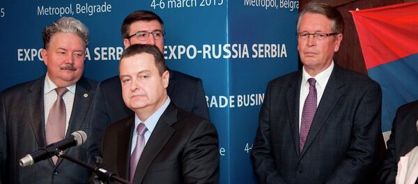 Ivica Dačić govori na otvaranju rusko-srpskog sajma Ekspo 2015 . Ivica Dačić govori na otvaranju rusko-srpskog sajma Ekspo 2015 . - Sputnik Srbija