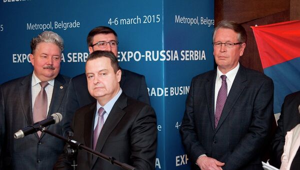 Ivica Dačić govori na otvaranju rusko-srpskog sajma Ekspo 2015  . - Sputnik Srbija