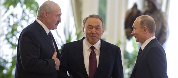 Председници Русије, Казахстана и Белорусије Председници Русије, Казахстана и Белорусије - Sputnik Србија