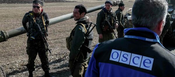 Члан специјалне мисије ОЕБС-а међу конвојем украјинске војске Члан специјалне мисије ОЕБС-а међу конвојем украјинске војске - Sputnik Србија