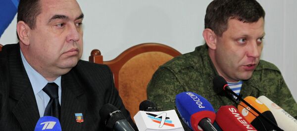 Шефови ДНР и ЛНР Александар Захарченко и Игор Плотницки - Sputnik Србија